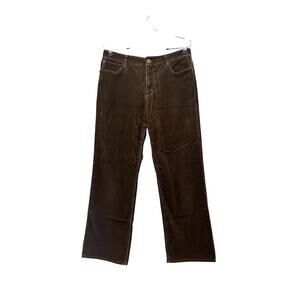 Eddie Bauer Brown Corduroy Pants Women 8P Petite Straight Leg Cotton Blend